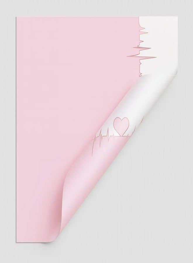 اويسيس أواسيس - 20 ورقة تغليف باقات زهور فاخرة مقاومة للماء على الطراز الكوري (58 سم × 58 سم، 60 ميكرون) | تصميم حواف على شكل نبضات قلب، ورق تغليف هدايا للزهور وورق تغليف هدايا يمكنك صنعه بنفسك لعيد الحب (وردي) - Image 1